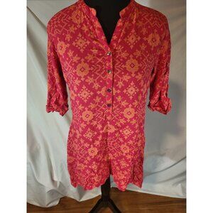 Utsa Womans Tunic Top Red Orange Size M Viscose